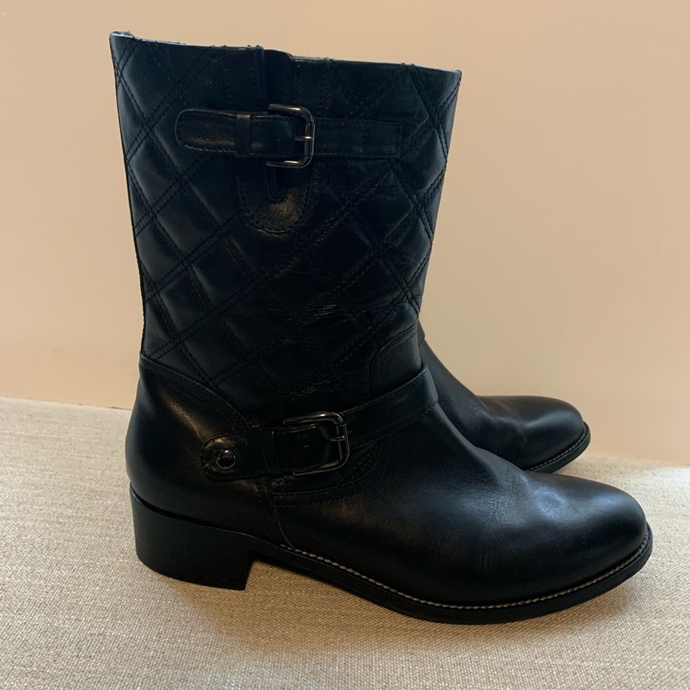 Aquatalia Black Leather Itailian made Moto Boots